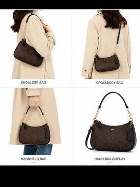 Classic Brown Signature Shoulder & Crossbody Bag with Black Trim